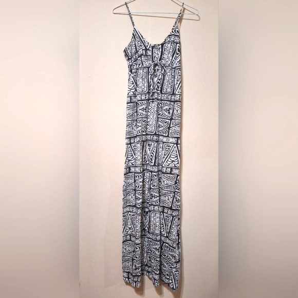 O'Neill Small Empire waist black white tribal print cotton maxi dress - Picture 1 of 7
